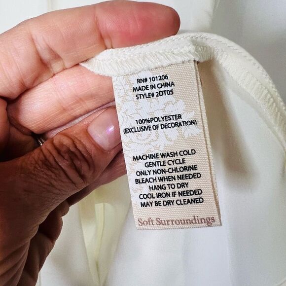 Soft Surroundings Cream Ivory Dress Tank Blouse V-Neck - Picture 7 of 10